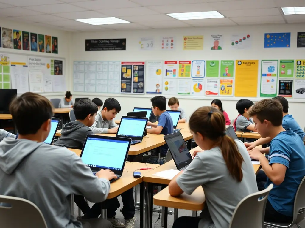 A vibrant image depicting a group of young adults participating in a coding workshop, showcasing the organization's commitment to providing educational opportunities and fostering digital literacy among youth.